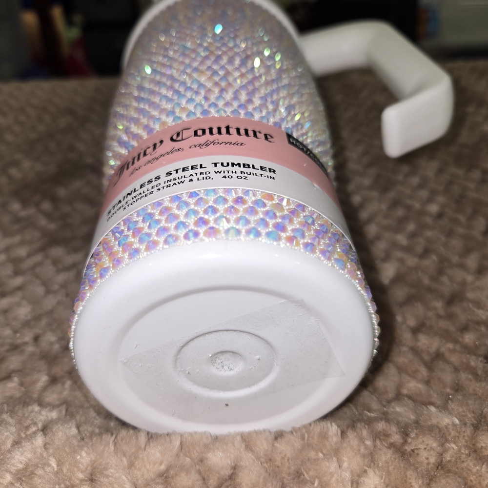 Juicy Couture 40oz Bling Tumbler Discontinued Rare Rhinestone Cup Iridescent NEW - Picture 4 of 10